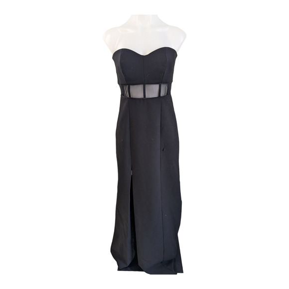 Cinq a Sept Size 4 Annalie Gown Strapless Sheath Maxi Dress Black Long Slit
